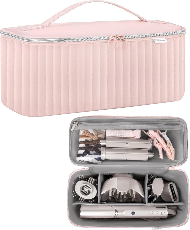 Lexeeco Travel Carrying Case for Hair Dryer Shark Flexstyle Dyson Airwrap Brush Hair Accessories Tools Storage Bag for Revlon Hairdryer Styler Organizer (Pink) - Image 1